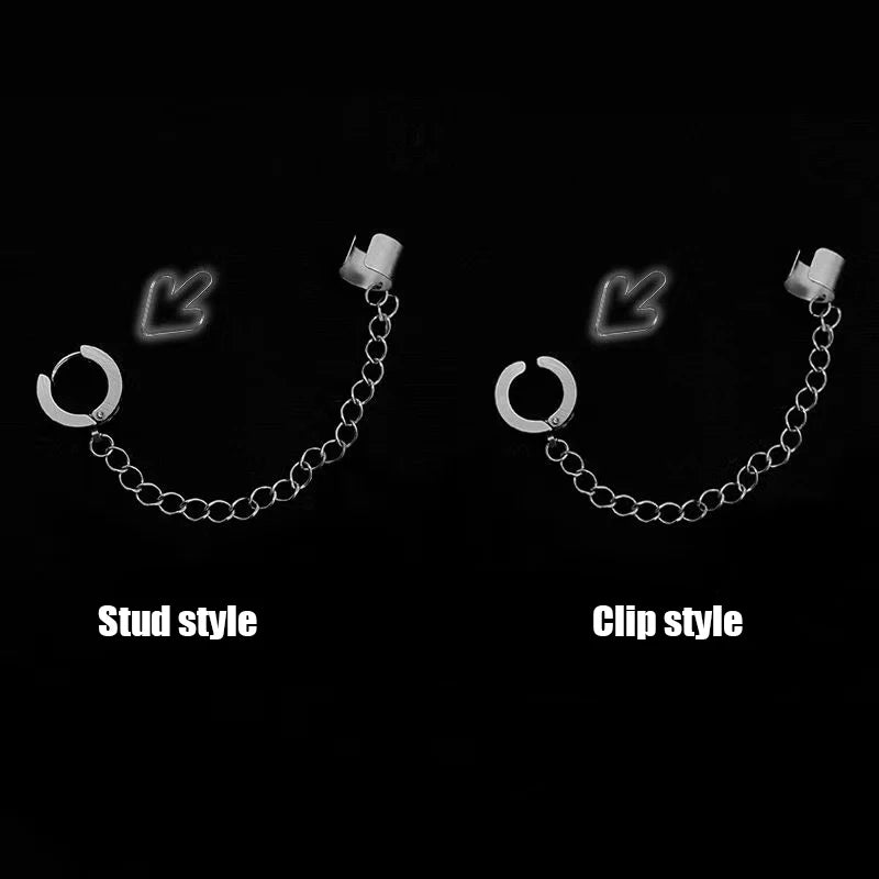 Punk Kreuz Quaste Ohrringe Frauen Integrierte Clip Stud Ohrring Christian Gothic Hip Hop Schmuck Metall Kette Ohr Ring Ohrring Männer