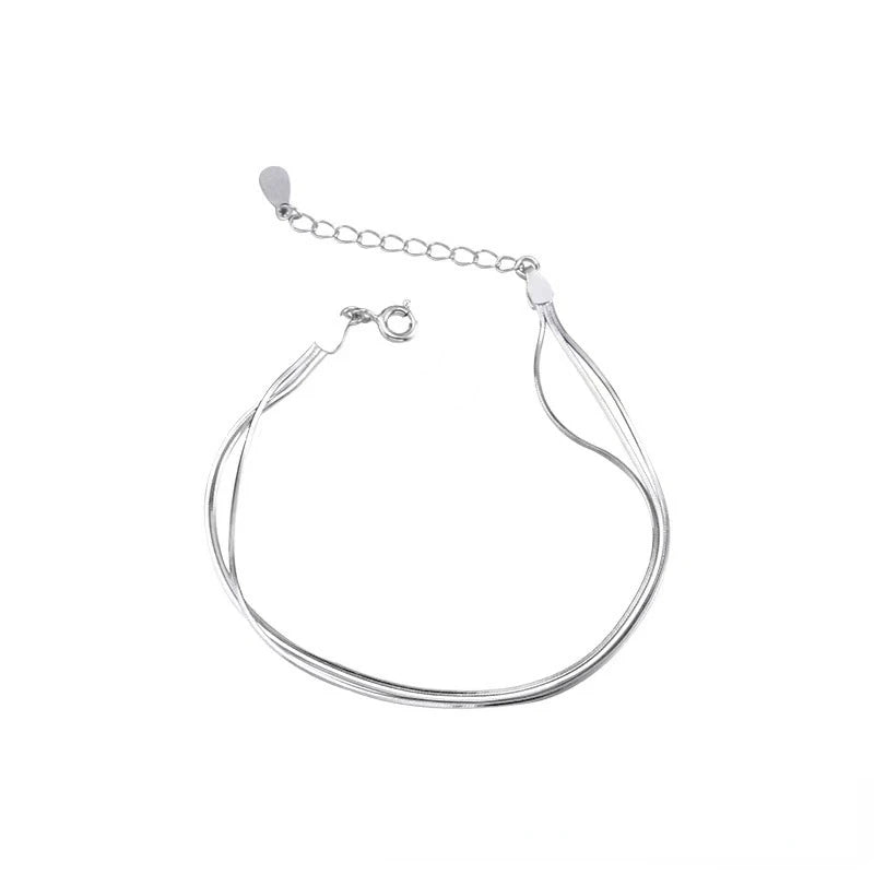 Trumium reine 925 Sterling Silber Armbänder für Frauen Männer Schlangen knochen Kette 3 Schicht verstellbare Paar minimalist ischen Schmuck