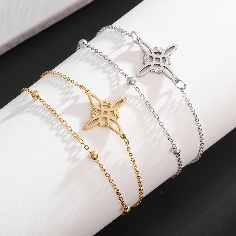 Edelstahl Hexen knoten Doppels chicht verstellbares Armband für Frauen Vintage irischen Glücks knoten Schmuck Geburtstags geschenk