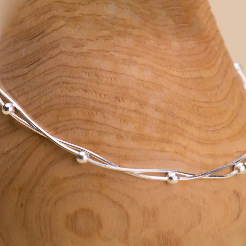 Neue Modeschmuck 925 Sterling Silber Armbänder Runde Einfache Persönlichkeit Süße Armbänder