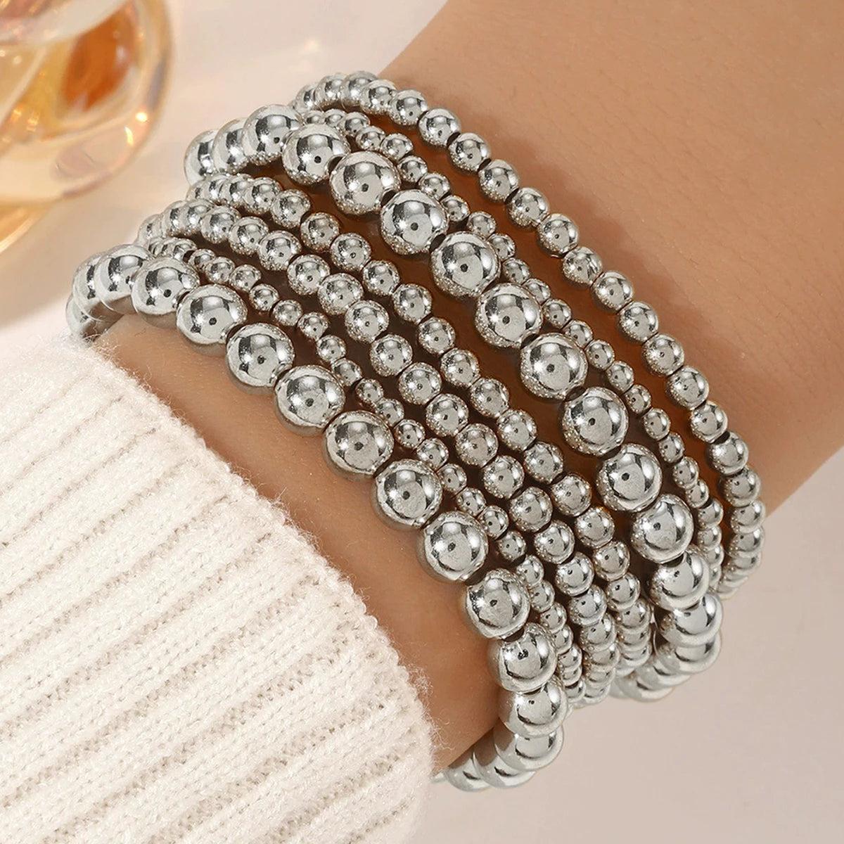 Bohemian CCB Perlen Perlen Armband Trend Multi Layer Gestapelt Elastische Seil Armband Set Frauen Elegante Täglichen Vielseitig Schmuck