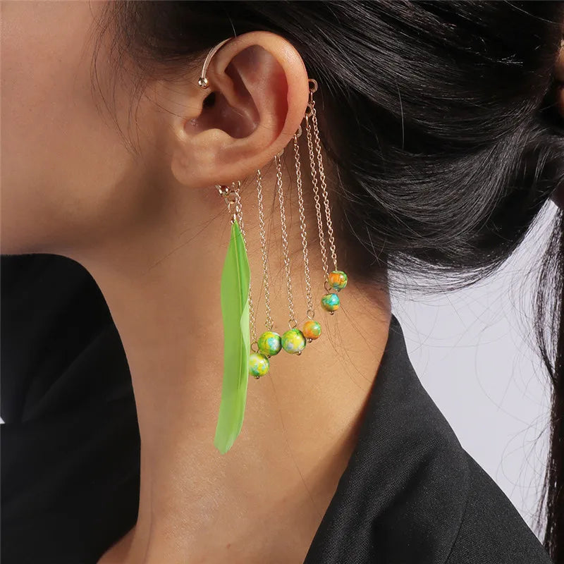 Aihua Neue Mode Gold Farbe Conch Shell Clip Ohrringe Für Frauen Einfache Gefälschte Knorpel Lange Quaste Ohr Manschette Schmuck Geschenke
