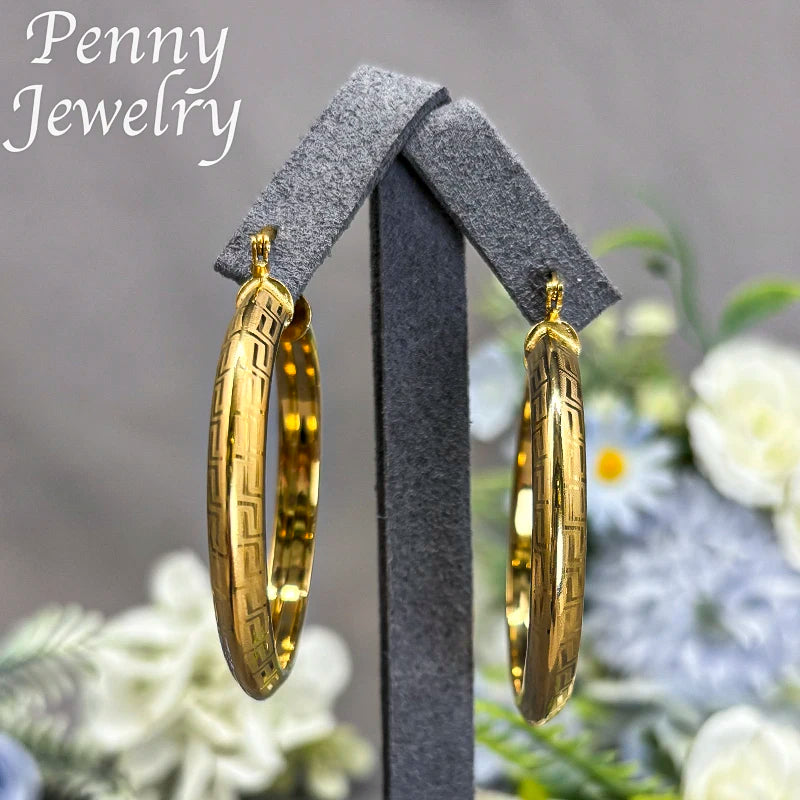 Große runde 18K vergoldete Creolen für Frauen, Kupfer, Vintage-Kreis-Ohrring, Party, Hochzeitsgeschenke, italienische afrikanische Schmucksets