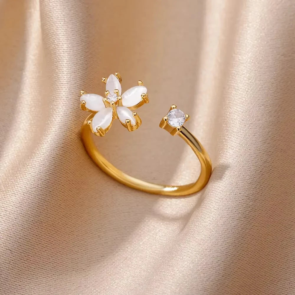Edelstahl Zirkon Geometrische Ringe Für Frauen Luxus Bösen blick Gold Farbe Einstellbar Trendy Hochzeit Ästhetischen Jewerly Geschenk