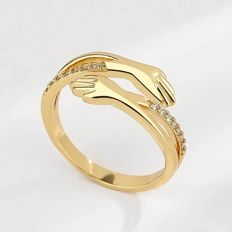 Umarmungsringe für Frauen, Edelstahl, geometrisch, Umarmung, Paar, verstellbarer Ring, Hochzeit, Weihnachten, ästhetischer Schmuck, Geschenk, Anillos Alem