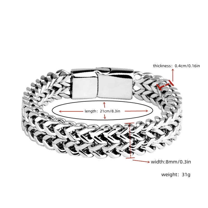 Edelstahl geflochtenes zweireihiges Armband mit Fischschuppenlegierung vorne und hinten mit magnetischer Schnalle und Kielschmuck, neues Modell