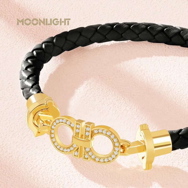 Luxuriöses, klassisches Design, rundes Armband für Damen, echtes geflochtenes Lederarmband, Damenschmuck, Geschenk, Modeaccessoires, 9 Farben