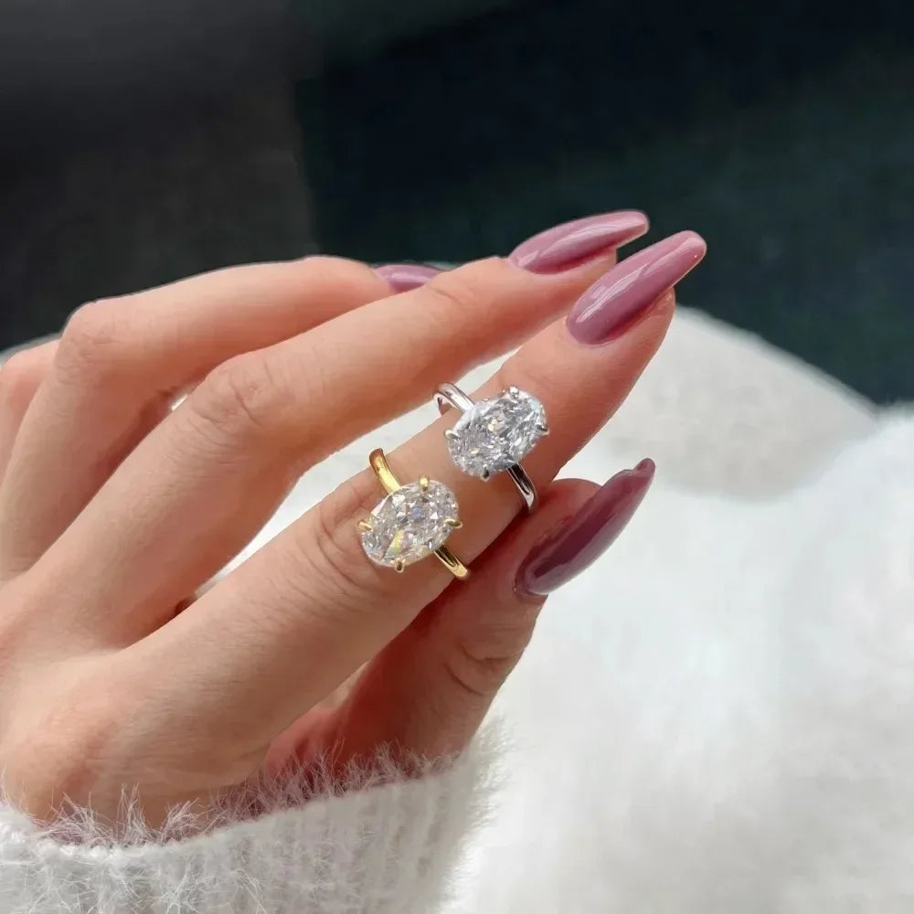 2025, modische, luxuriöse, ovale Original-Edelstahlringe für Frauen, Verlobungsgeschenk, Vorschlag, Schmuck, Braut, Hochzeit