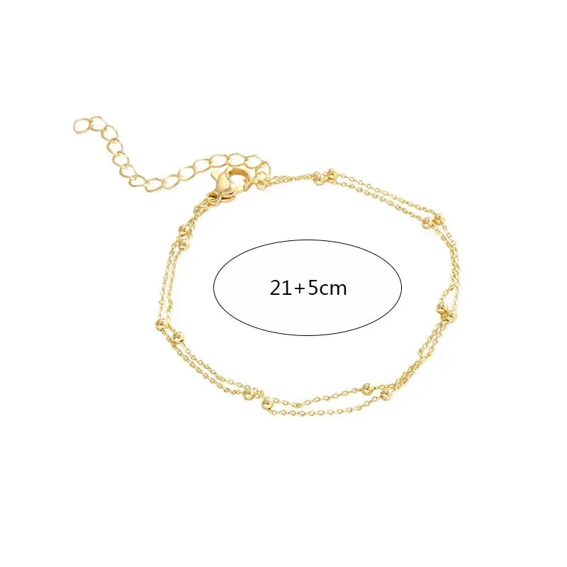 Trendy Doppel Schichten Kleine Runde Perlen Armband frauen Hand Armbänder Gold Farbe Kette Einfache Weibliche Ball Armband Schmuck