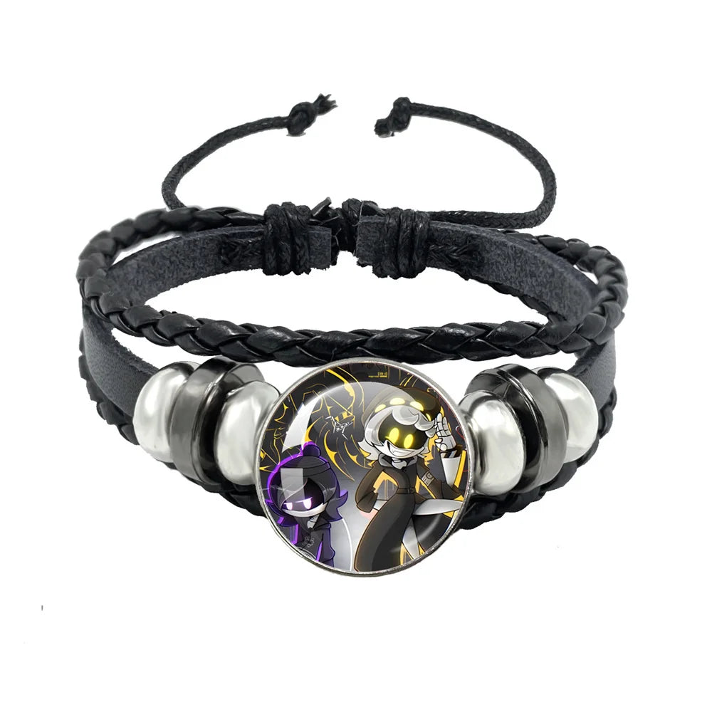 Murder Drone Uzi x N Cartoon Cabochon V Fan Art Armbänder Kunst verstellbares Lederseil Armband Armreifen handgefertigte Schmuckgeschenke