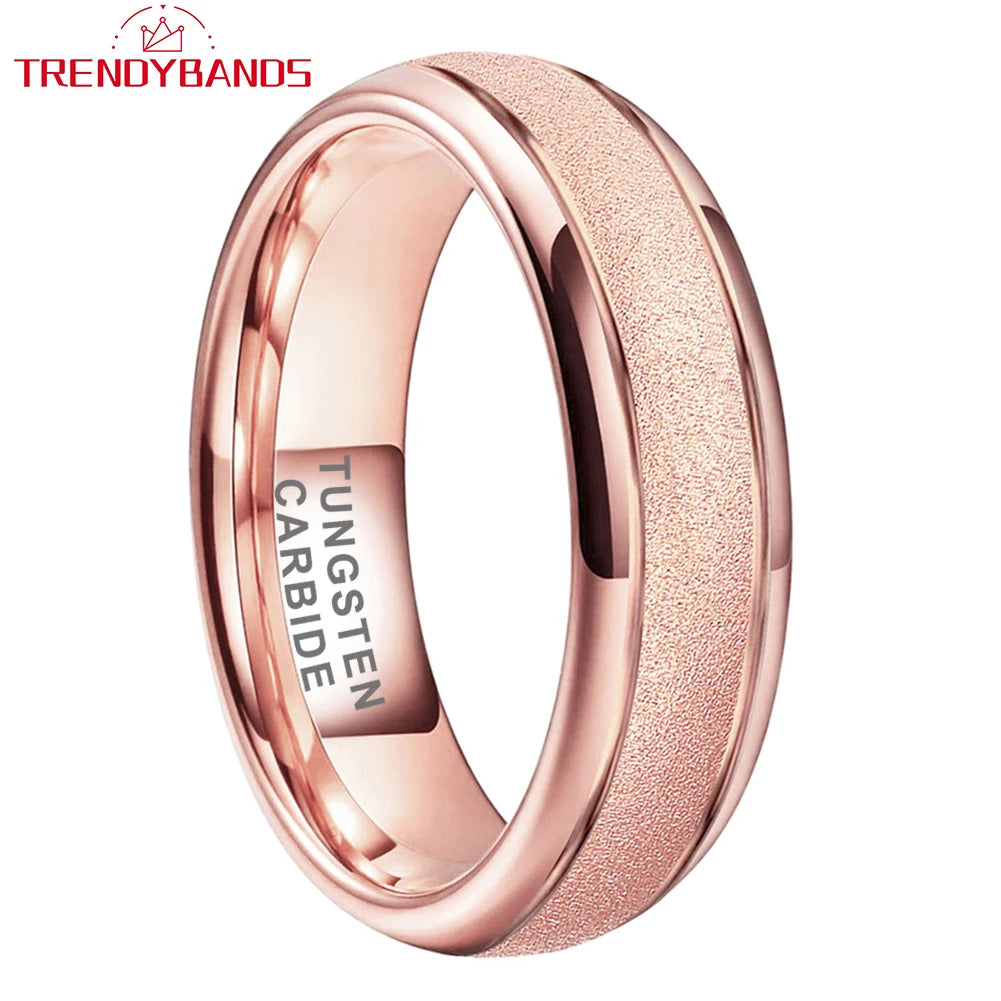 6mm 8mm Dropshipping Sandgestrahlter Wolframring für Damen Herren Mode Verlobung Ehering Comfort Fit