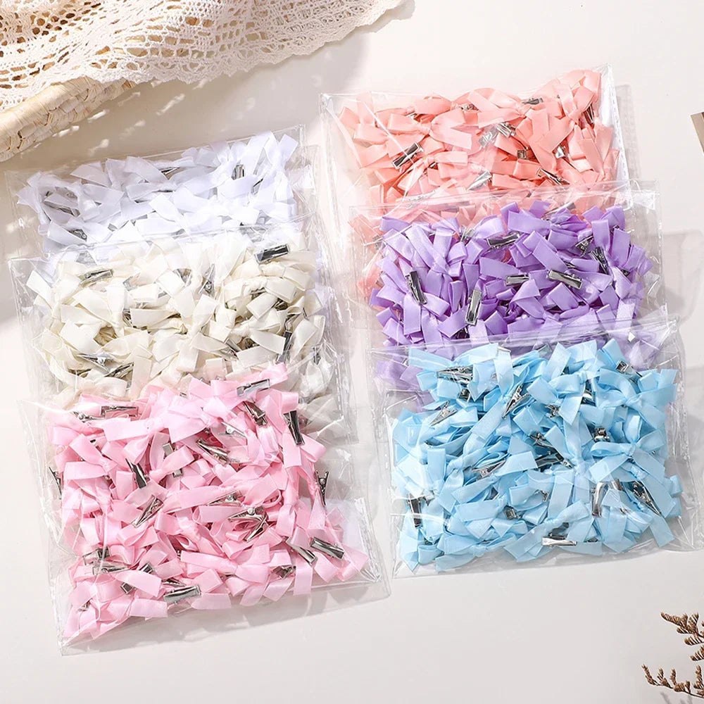 5/6/8/10Pcs Kinder Süße Einfarbig Mini Bowknot Mit Haar Clip Baby Mädchen Ballett Stil band Geflochtene Haar Zubehör Großhandel
