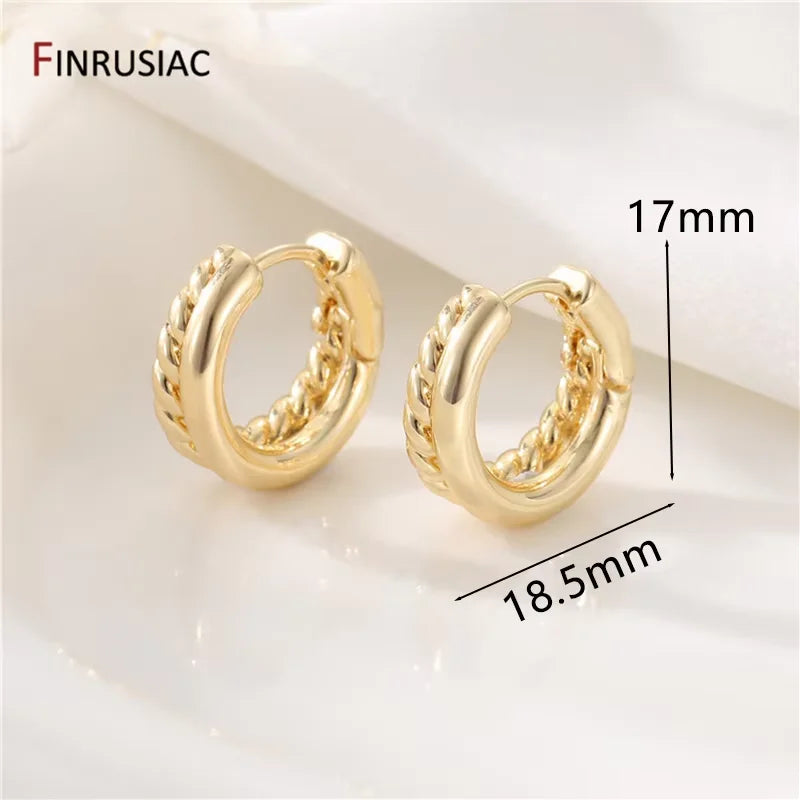 Neue trendige echte vergoldete runde Creolen für Frauen Mädchen Damen große Creolen Gold Kreis Ring Ohrringe Party Geschenk