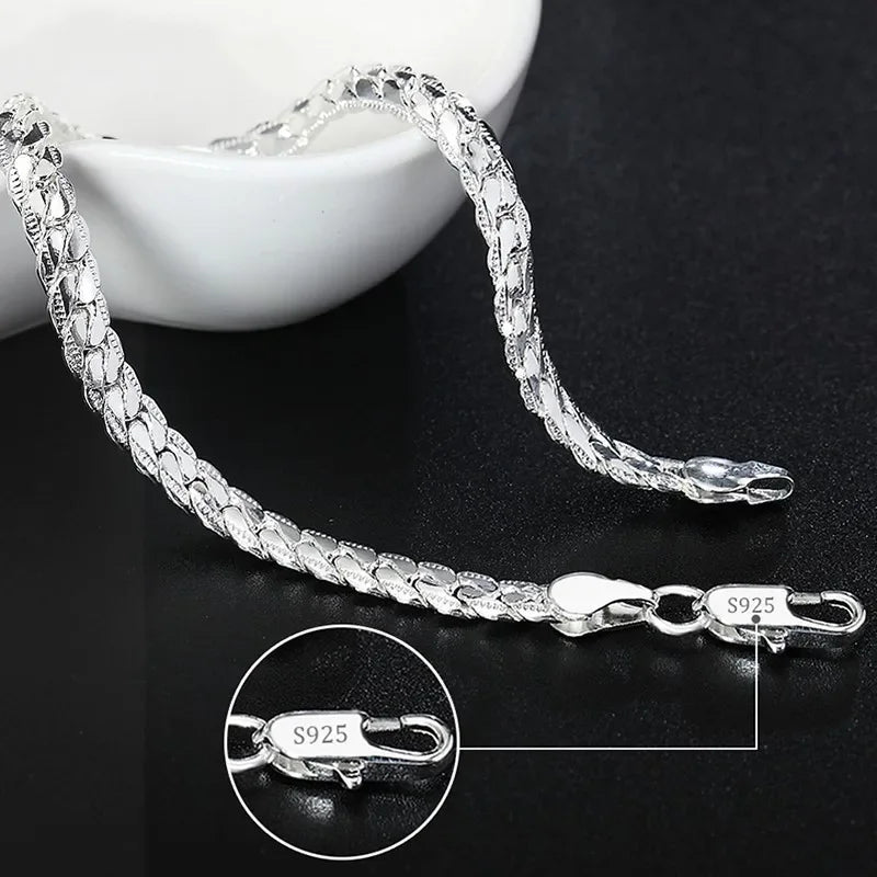 Feines 925er-Sterlingsilber, edle, schöne Kette, solides Armband für Damen und Herren, Charms, Party-Geschenk, Hochzeit, Modeschmuck, heißes Modell
