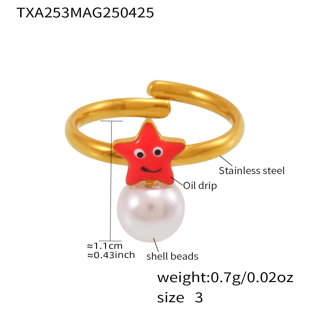 Liora Mode Emaille Bowknot Anhänger Simulierte Perle Halskette Armband Ring Ohrringe Für Mädchen Edelstahl Charme Schmuck Set