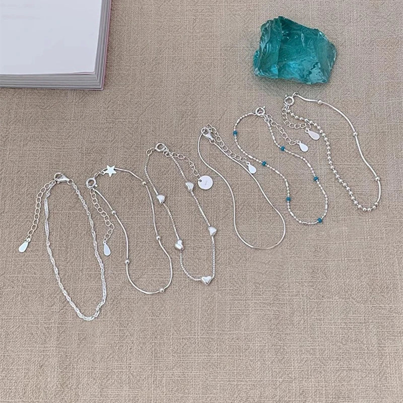 VENTFILLE 925 Sterling Silber Linie Extrem feines Armband für Frauen Liebe Haert Bead Koreanische Ins Süße Schmuck Geschenk Dropshipping