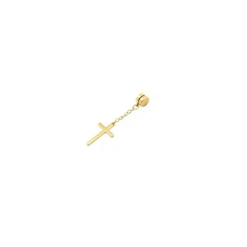 Punk Kreuz Anhänger Quaste Edelstahl Ohrringe Magnet Mode Geometrische Clip Ohr Schmuck Party Geschenke Für Frauen Männer