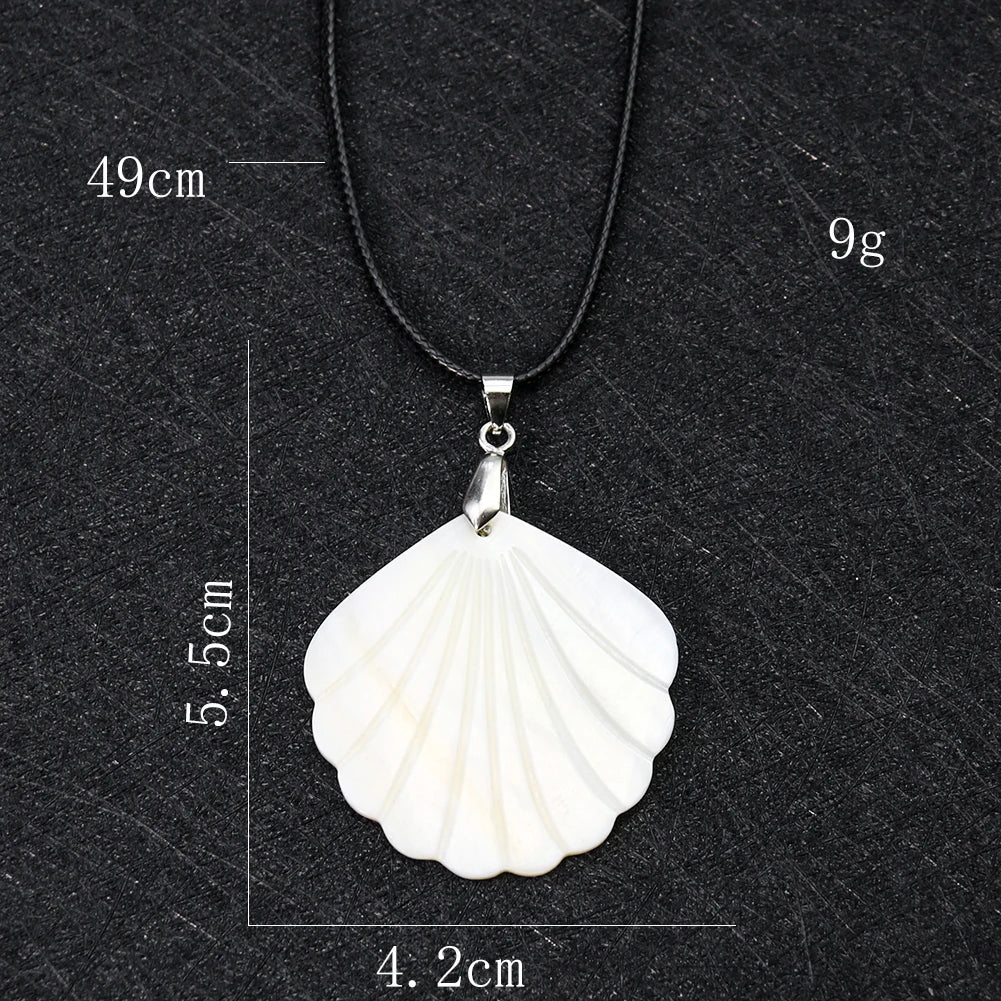 Weiß Shell Halskette Mutter der Perle Anhänger Carving Palmetto Fan Cowry Charme Sommer Shellfis MOPP Kette Party Frau Schmuck Geschenk