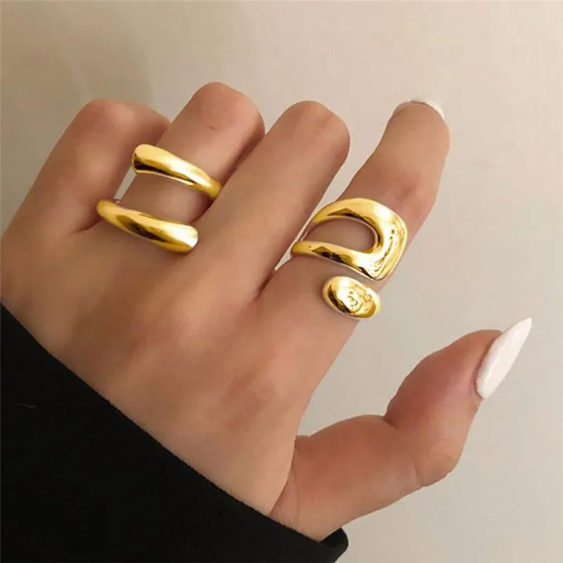 KOTiK Neue Design Seestern Perle Ring Form Gold Farbe Einstellbare Ringe Für Frauen Koreanische Mode Schmuck Party Luxus Zubehör