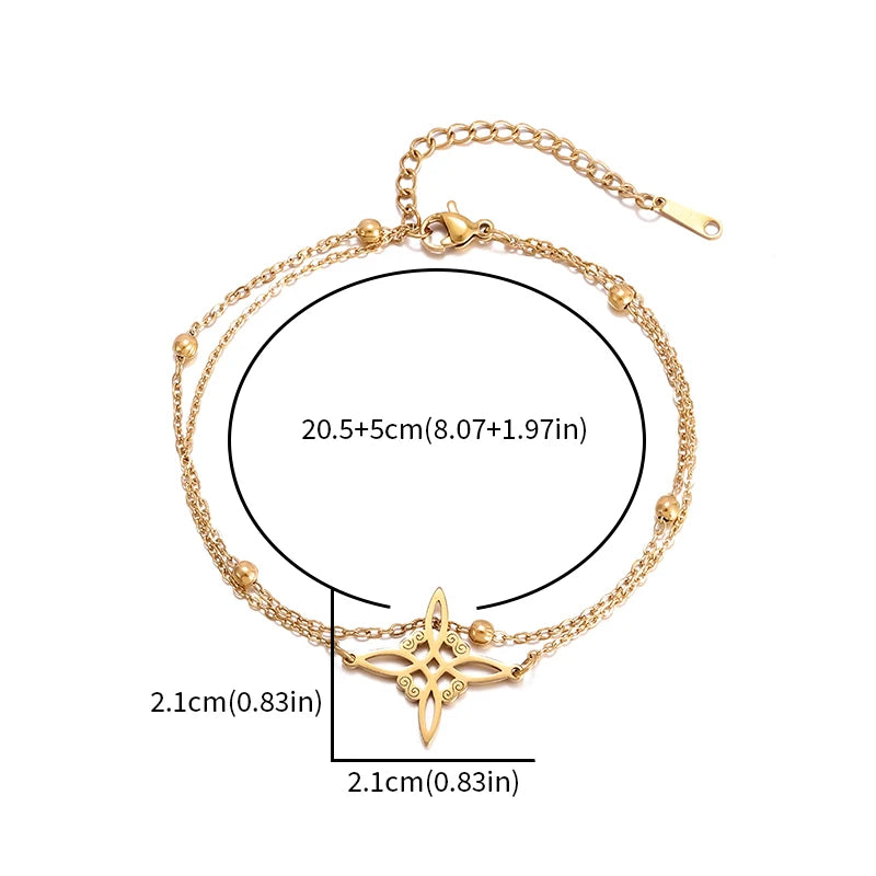 Edelstahl Hexen knoten Doppels chicht verstellbares Armband für Frauen Vintage irischen Glücks knoten Schmuck Geburtstags geschenk
