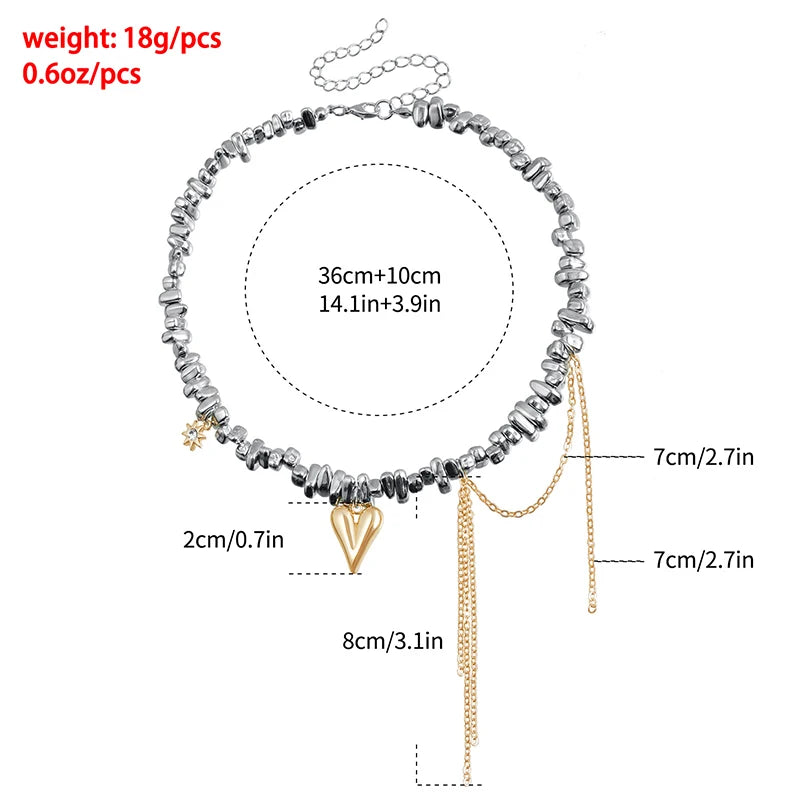 Mode Unregelmäßige Perlen Kristall Herz Choker Halsketten für Frauen Handgemachte Schlüsselbein Halskette Weibliche Party Täglichen Y2K Schmuck