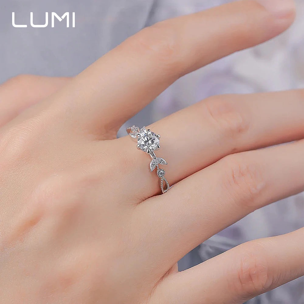 1 CT zertifizierter Moissanit-Olivenzweig-Ring für Damen – hypoallergener Ehering aus 925er Sterlingsilber, feiner Schmuck