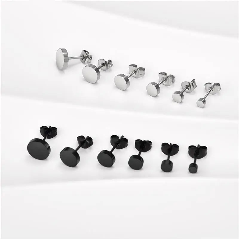 1 paar Edelstahl Runde Schwarz Ohr Studs Männer 3-8mm Punk Stud Ohrring Für Männer Push zurück Stud Ohrring Für Frauen Schmuck