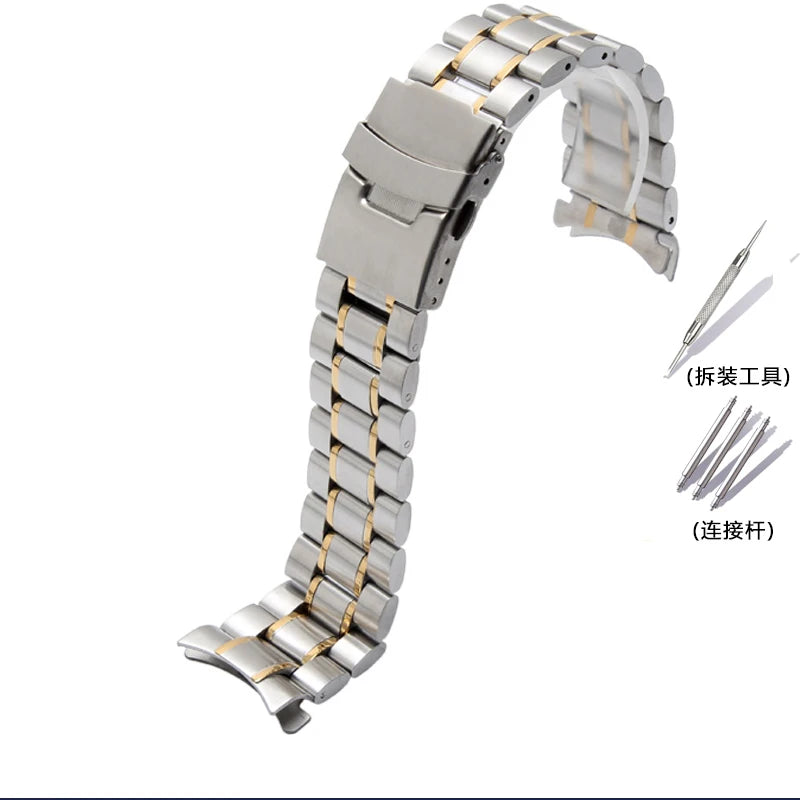 Gebogenes Ende Arc Metallarmband für Seiko Timex Citizen Casio Edelstahlarmband 20mm 22mm 24m Mattes Uhrenarmband Kettenarmband