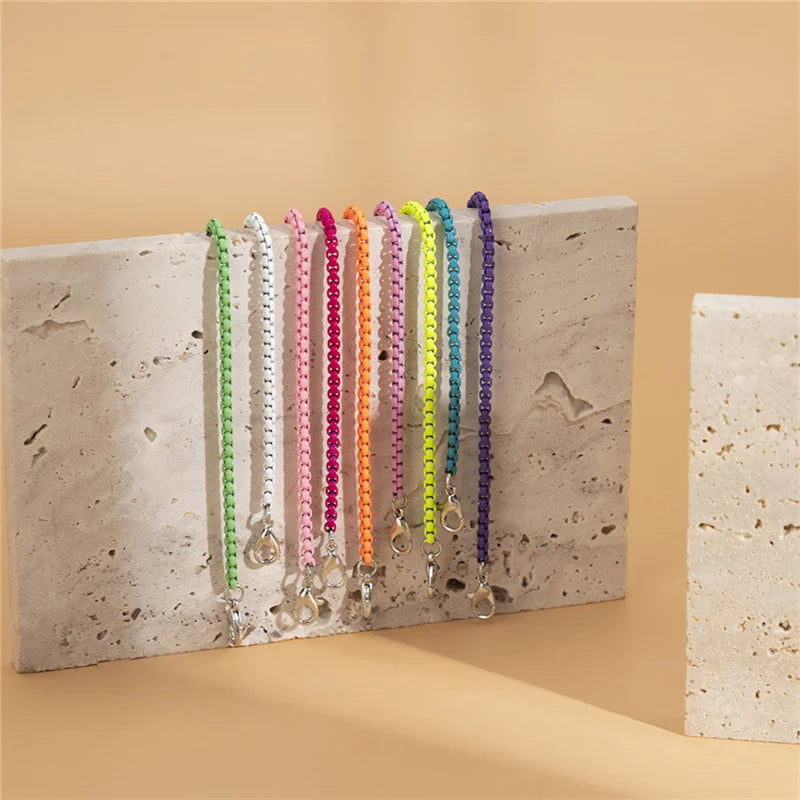 Bunte verstellbare Metallkette Fußkettchen Armband für Frauen Sommer Strand dünne Kette Knöchel Barfuß Y2K weiblicher Fußschmuck