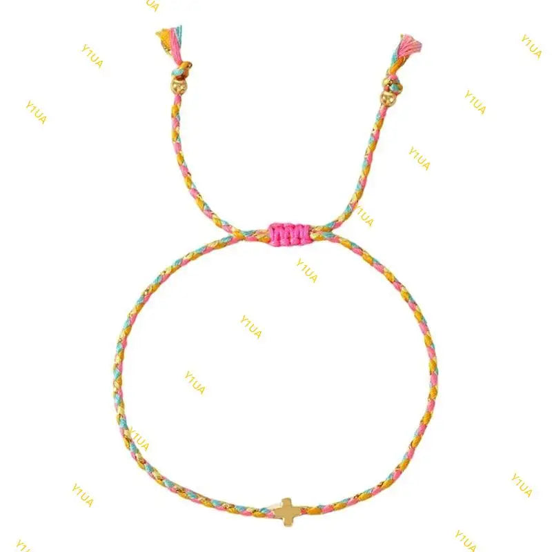 Y1ua Mehrzweck vier Farbwatte -Baumwollseilkreuze Armband für Männer und Frauen tragen