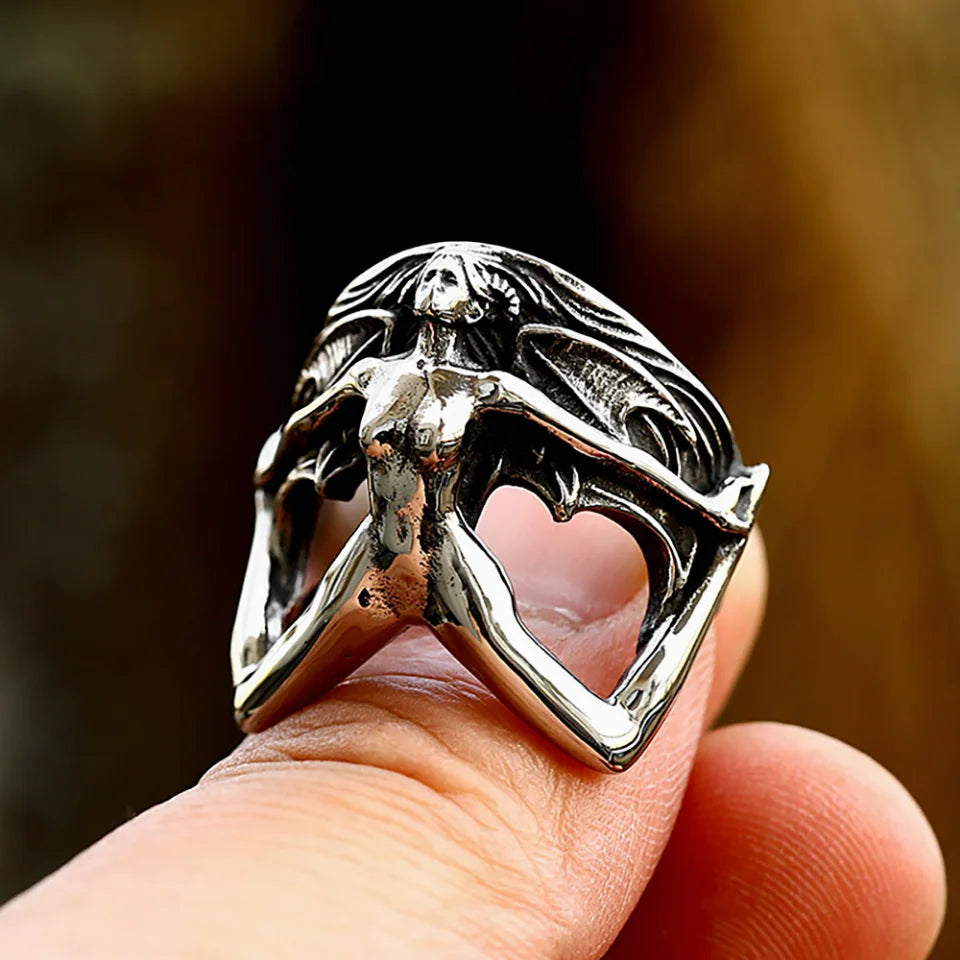 Vintage Persönlichkeit Frauen Körper Form Ring Für Männer Frauen Edelstahl Punk Biker Mode Kreative Schmuck Geschenke Großhandel