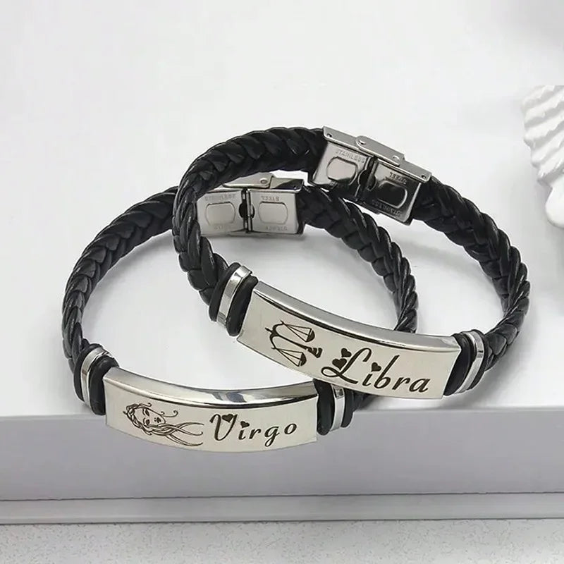 Zwölf Sternbild Charm Armband 12 Sternbild gewebtes Leder armband geflochtener Armreif Schmuck Handgelenk Geschenk zubehör