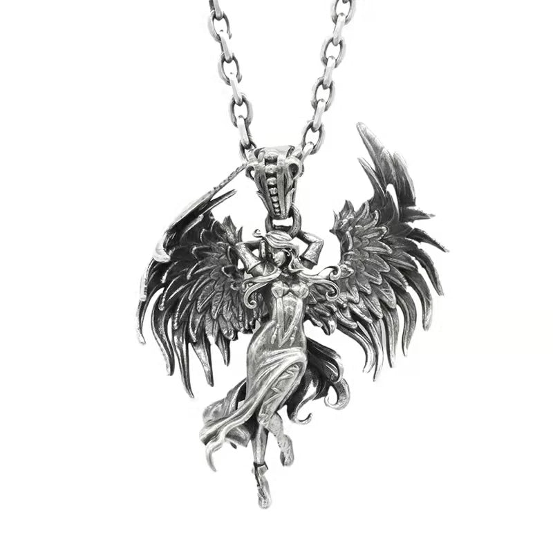 Versilberte Anime Mecha Schönes Mädchen Mädchen Anhänger Halskette Männer und Frauen Hip-Hop Rock Punk Trendy Schmuck Geschenk