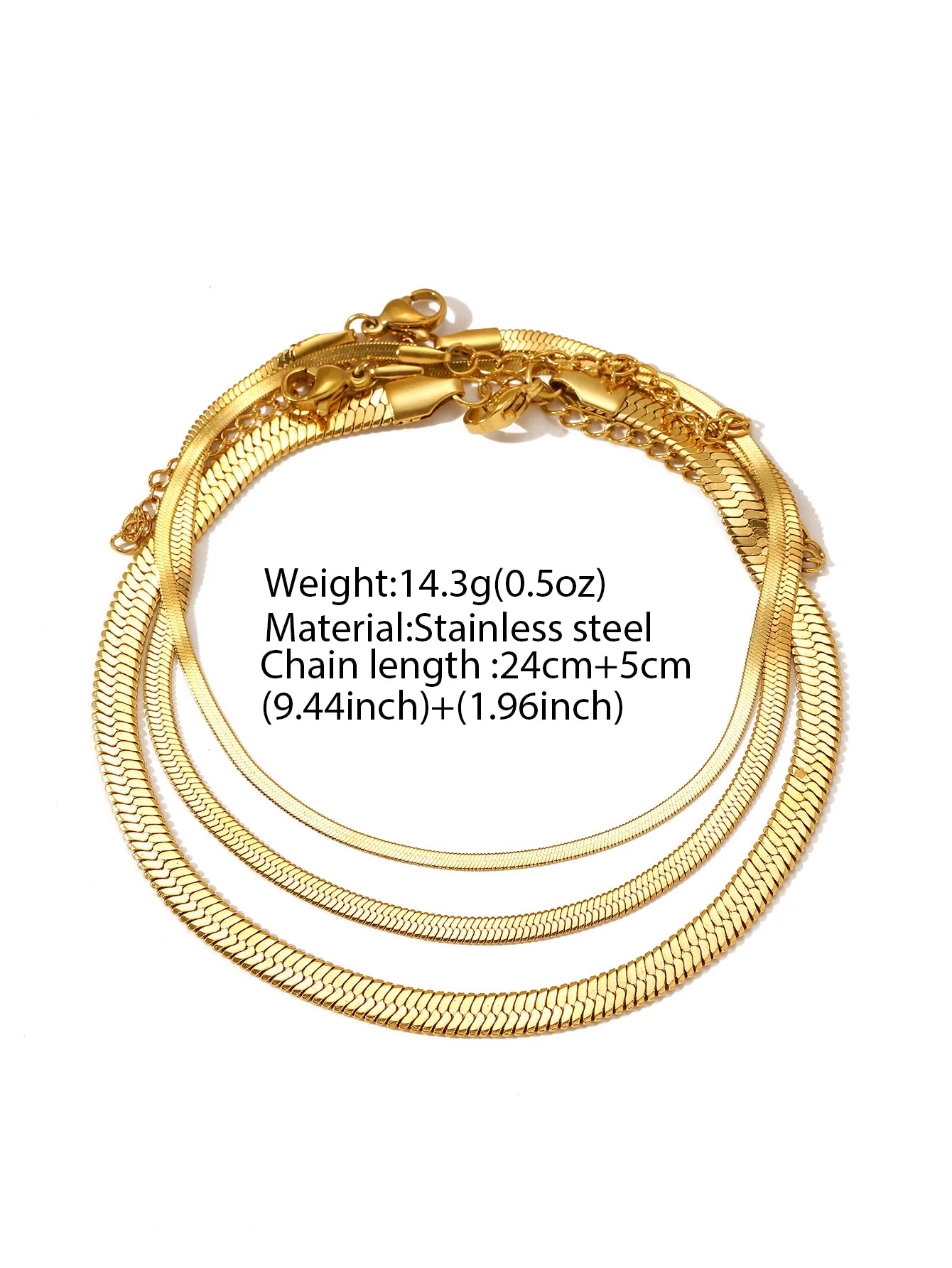 Edelstahl-Fußkettchen, 3-teilig, minimalistisch, flach, Schlangenkette, Design-Sinn-Fußkettchen für Damen, Schmuck, Strand, Party, neue Streetwear