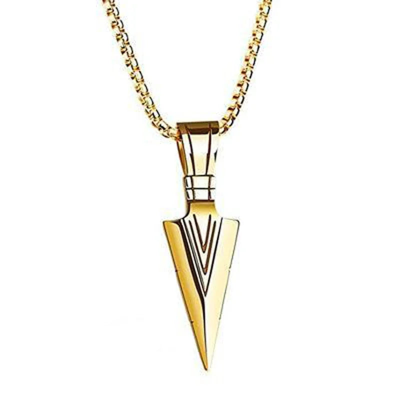 SUMENG Neue Mode Edelstahl Pfeilspitze Anhänger Halsketten für Männer Lange Kette Mode Schmuck