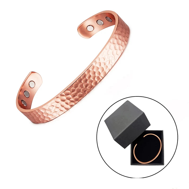 Vintage 99,9 % reines Kupfer Armbänder für Frauen Männer Rose Farbe Manschette Armreifen Charms Gesundheit Energie Gauss Magnete
