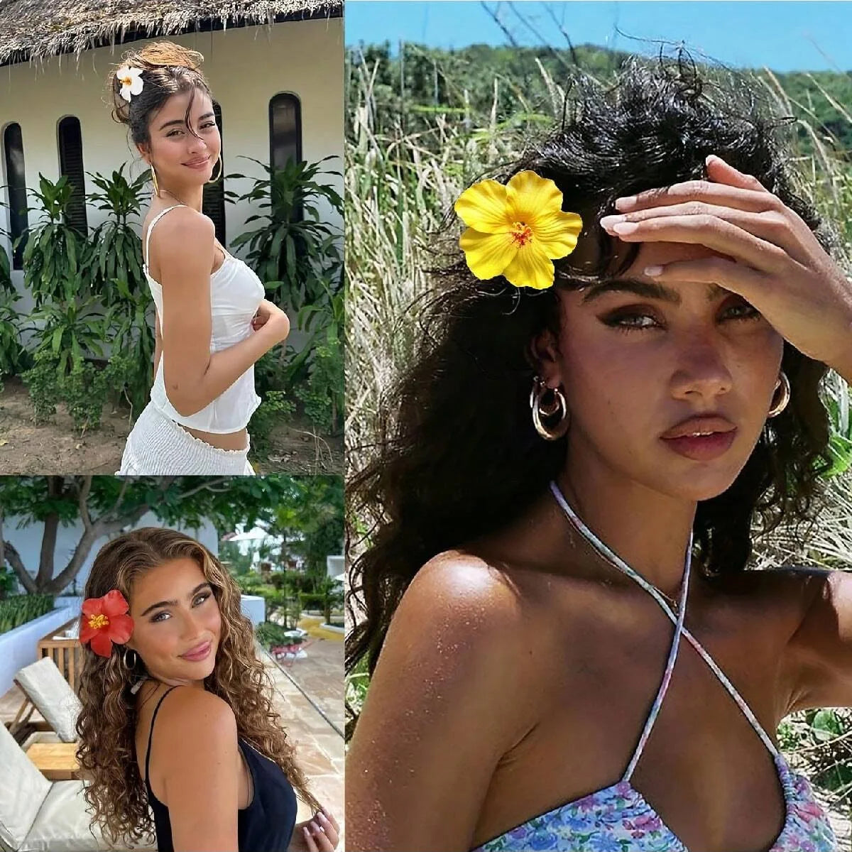Neue böhmische Stil Hibiskus Blume süße Meer Strand Resort Stil Ei Blume Haarspange für Frauen
