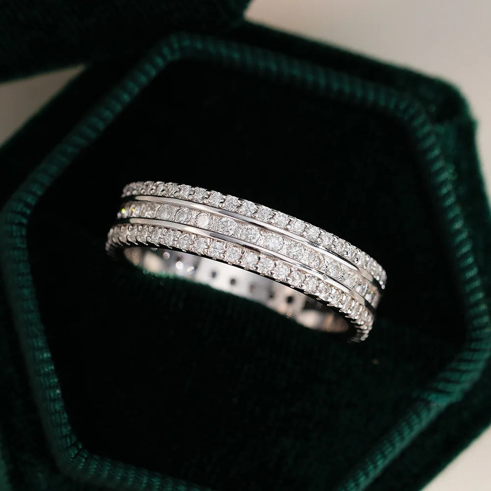 Ring aus 925er-Sterlingsilber mit Rundschliff, Moissanit, weiße Farbe, Eheringe für Damen