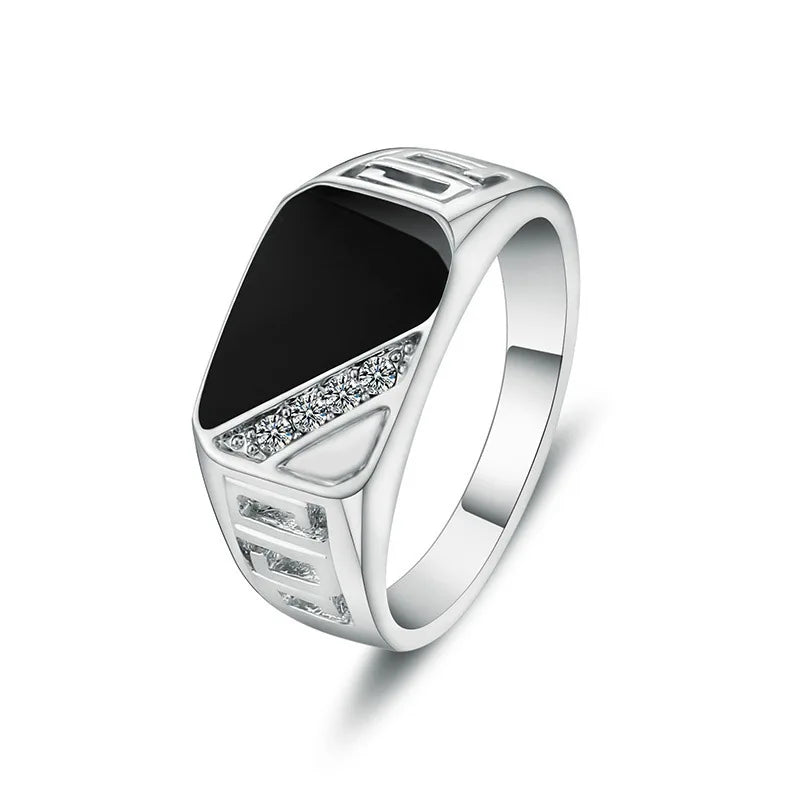 Klassische Ring Herren Ringe Punk Schwarz Quadrat Mode Herren Ring Oberfläche Muster Mode Ringe für Männer Gold Farbe Schmuck Großhandel