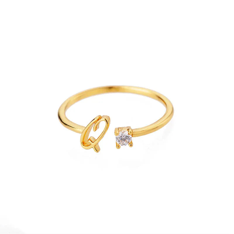 A-Z-Anfangsringe für Frauen, offen, verstellbar, Edelstahl, Ehering, 2025, Trend, Goldfarbe, Paar-Schmuck, Accessoires, Geschenk