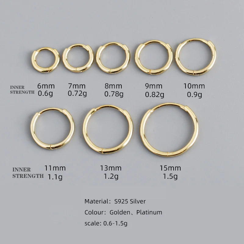 WANTME 925er Sterlingsilber, modisch, schlicht, Huggies-Ohrschnalle, Zubehör, minimalistischer Charme, Ohr-Creolen für Damen, Schmuck