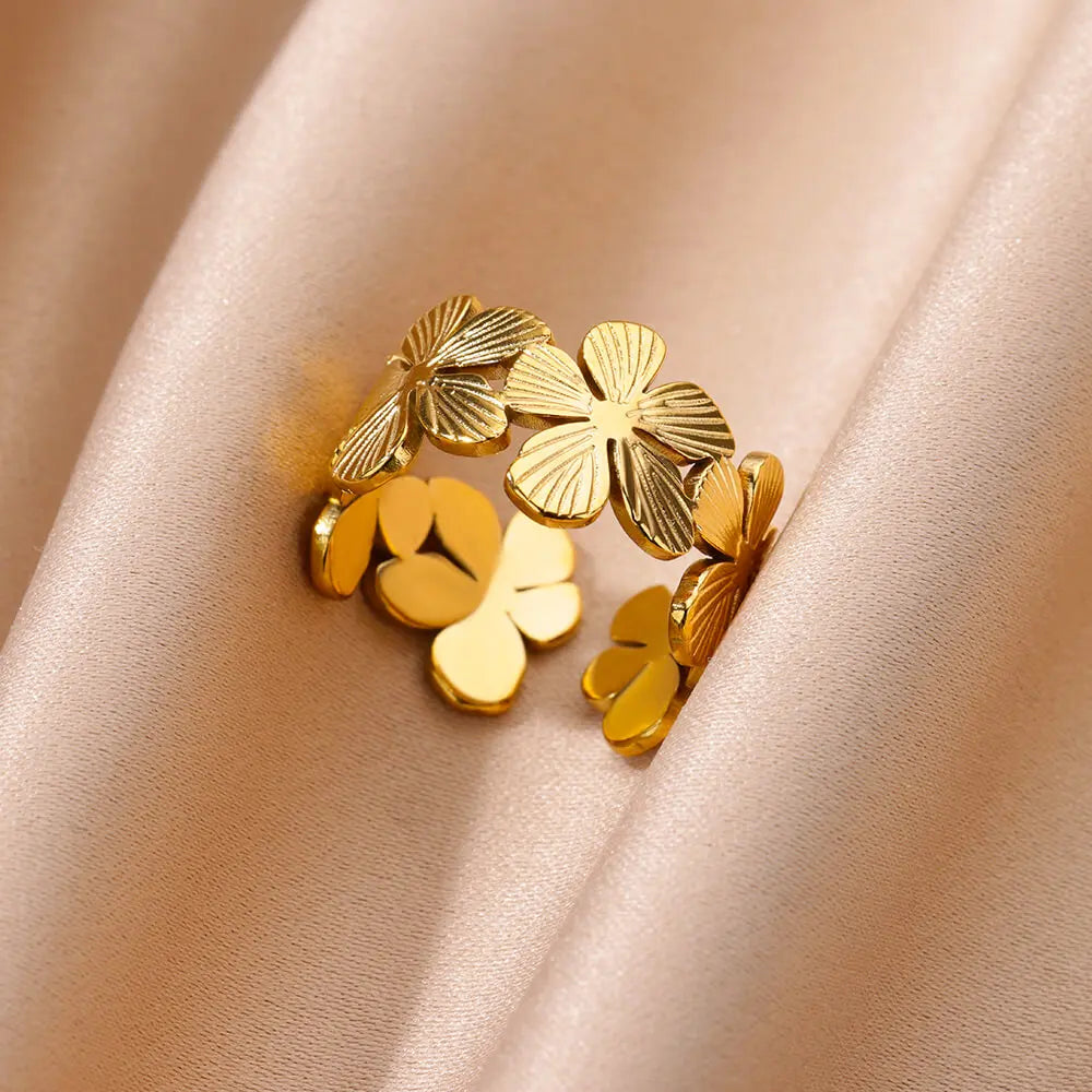 Edelstahl Zirkon Geometrische Ringe Für Frauen Luxus Bösen blick Gold Farbe Einstellbar Trendy Hochzeit Ästhetischen Jewerly Geschenk