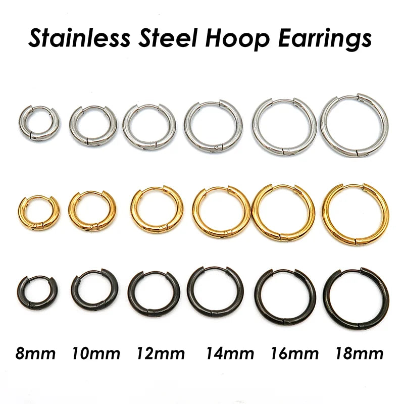 20 Stück Edelstahl-Creolen für Damen und Herren, Huggie-Ohrringe, goldfarben, minimalistische Huggie-Ohrring-Creolen