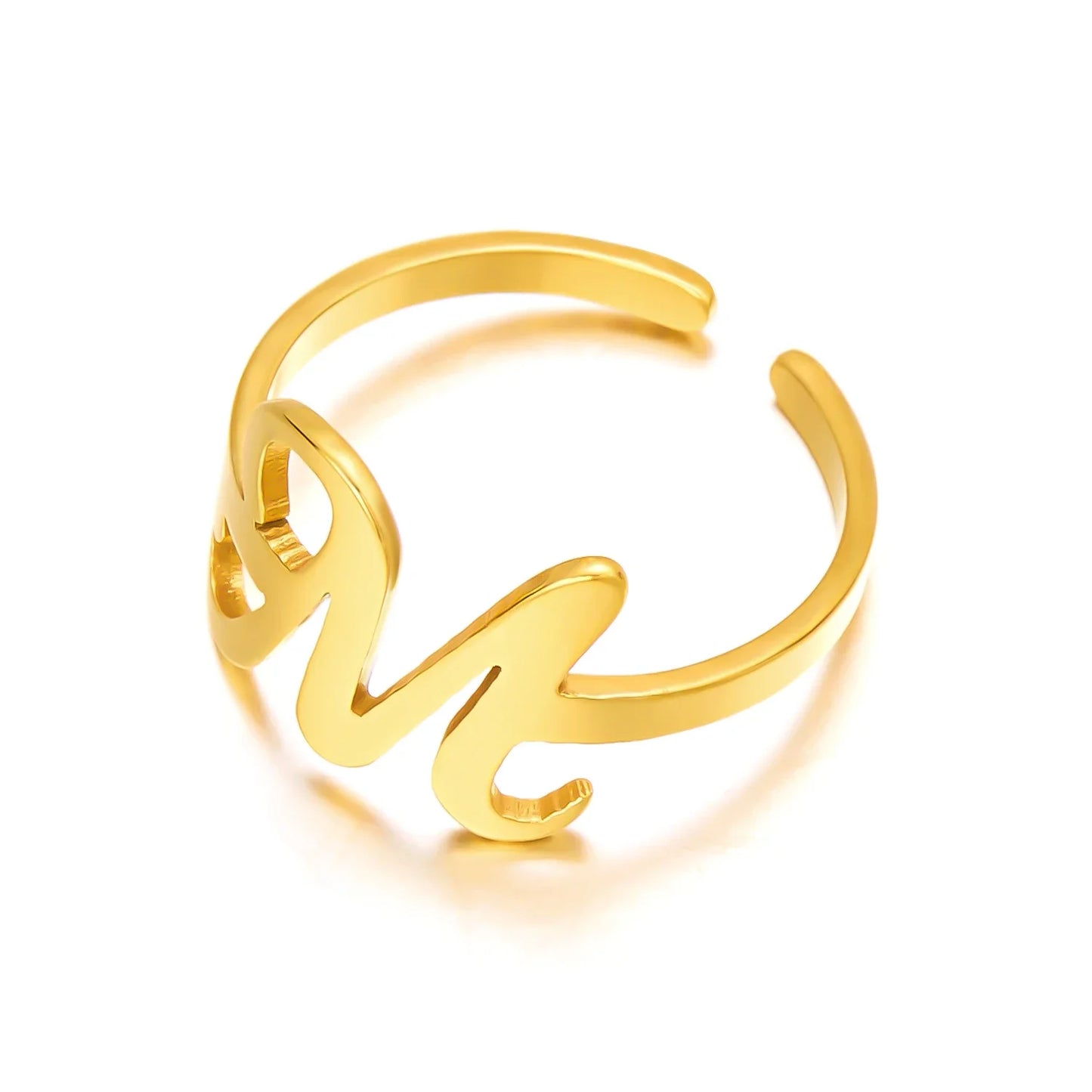 Ringe mit Anfangsbuchstaben für Damen, goldfarben, Edelstahl, A-Z, Buchstabe, verstellbarer Ring, ästhetisch, Hochzeit, Weihnachten, Schmuck, Geschenk