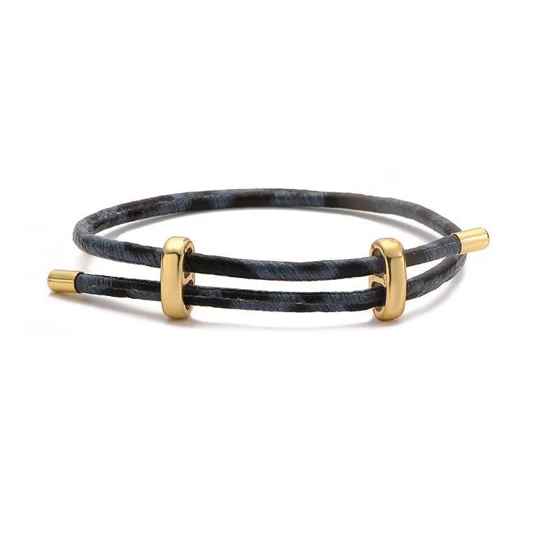 HECHENG, Rindruck, Schlangenmuster, Leopardenmuster, schlicht, modisch, PU-Leder, verstellbares Armband, Paarschmuck, 1-teilig