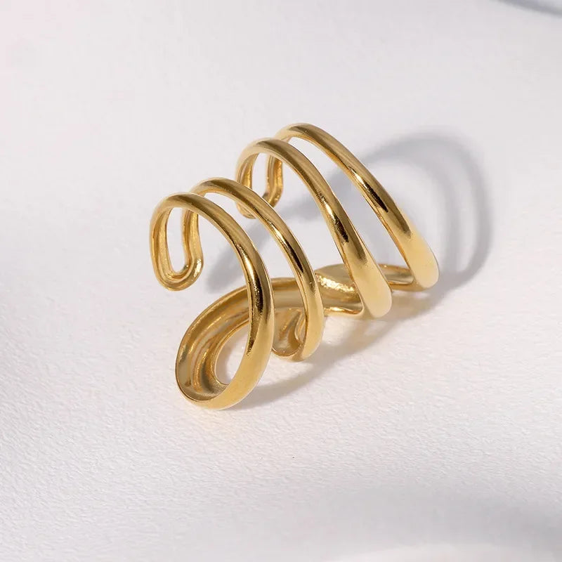 LATS Edelstahl-Ringe in Goldfarbe für Damen und Herren, 2024, farbecht, beliebt, Party, personalisierbar, übertriebener Charms, Schmuck, Geschenke