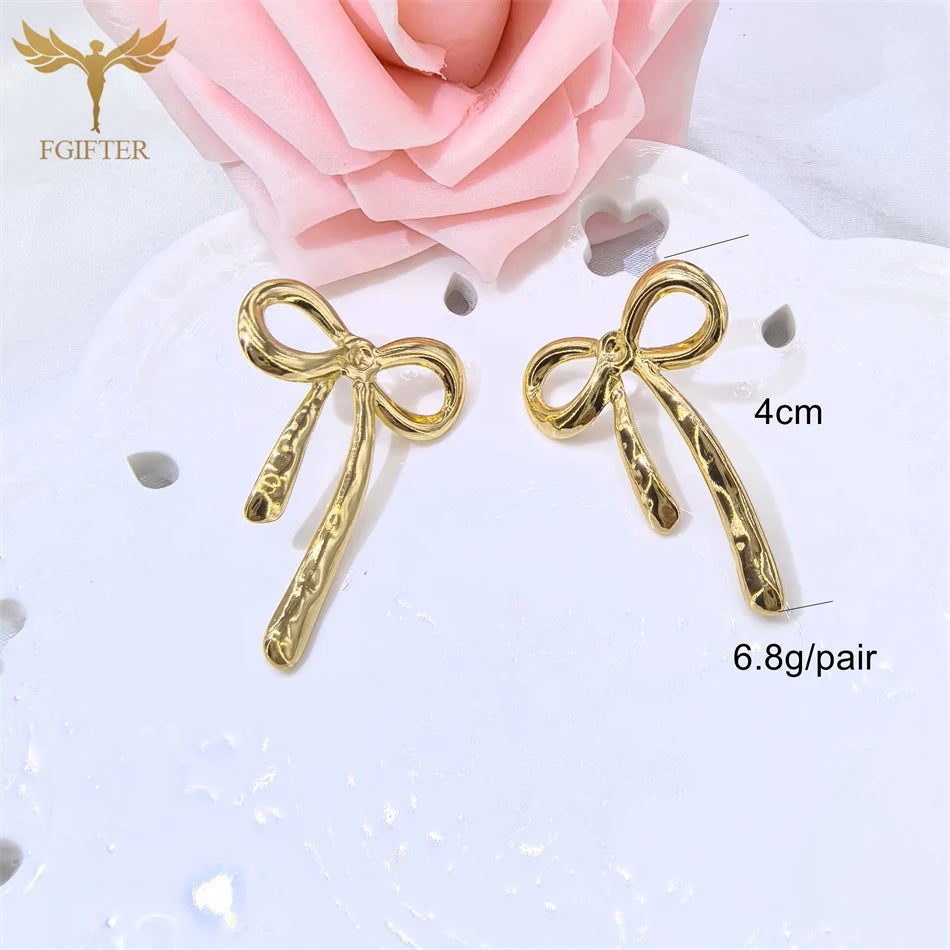 Übertreibung große große Schleife Ohrringe für Frauen Edelstahl Schmuck vergoldet Ohr Piercing Ohrstecker Zubehör Boucles Brinco