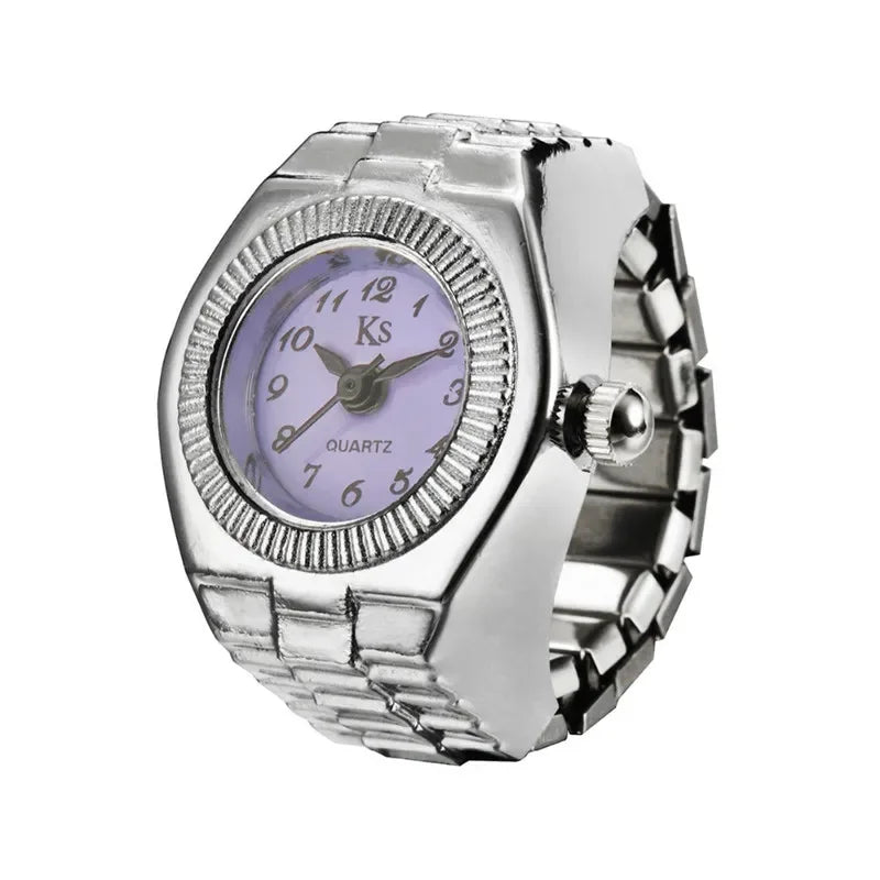 Vintage Punk Finger Uhr Mini Gummiband Legierung Uhren Paar Ringe Schmuck Uhr Retro Römischen Quarzuhr Ringe Frauen Männer