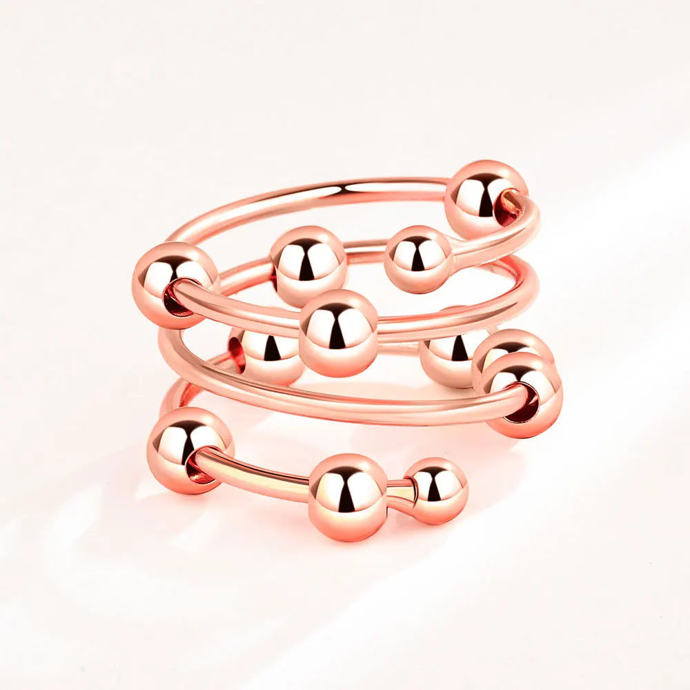 Stress Relief Runde Perlen Knuckle Ringe Für Frauen Frei Drehen Rotierenden Angst Fidget Spinner Twisted Ring Anillos Ajustables