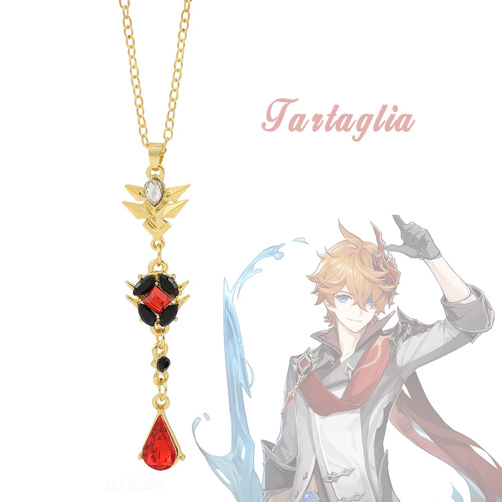 Neue Anime Genshin Impact Anhänger Halskette Für Frauen Trendy Schmuck Zirkon Schlüsselbein Kette Kazuha Tartaglia Venti Cosplay Halskette